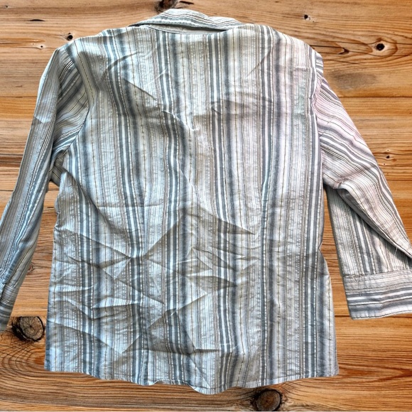 Women’s Large Cato Gray & Silver Striped Blouse - Picture 4 of 5
